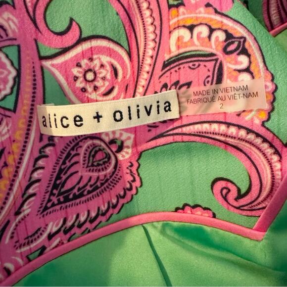 ALICE + OLIVIA Macey Pink and Green Paisley Floral Women's Blazer Size 2 - Picture 6 of 8